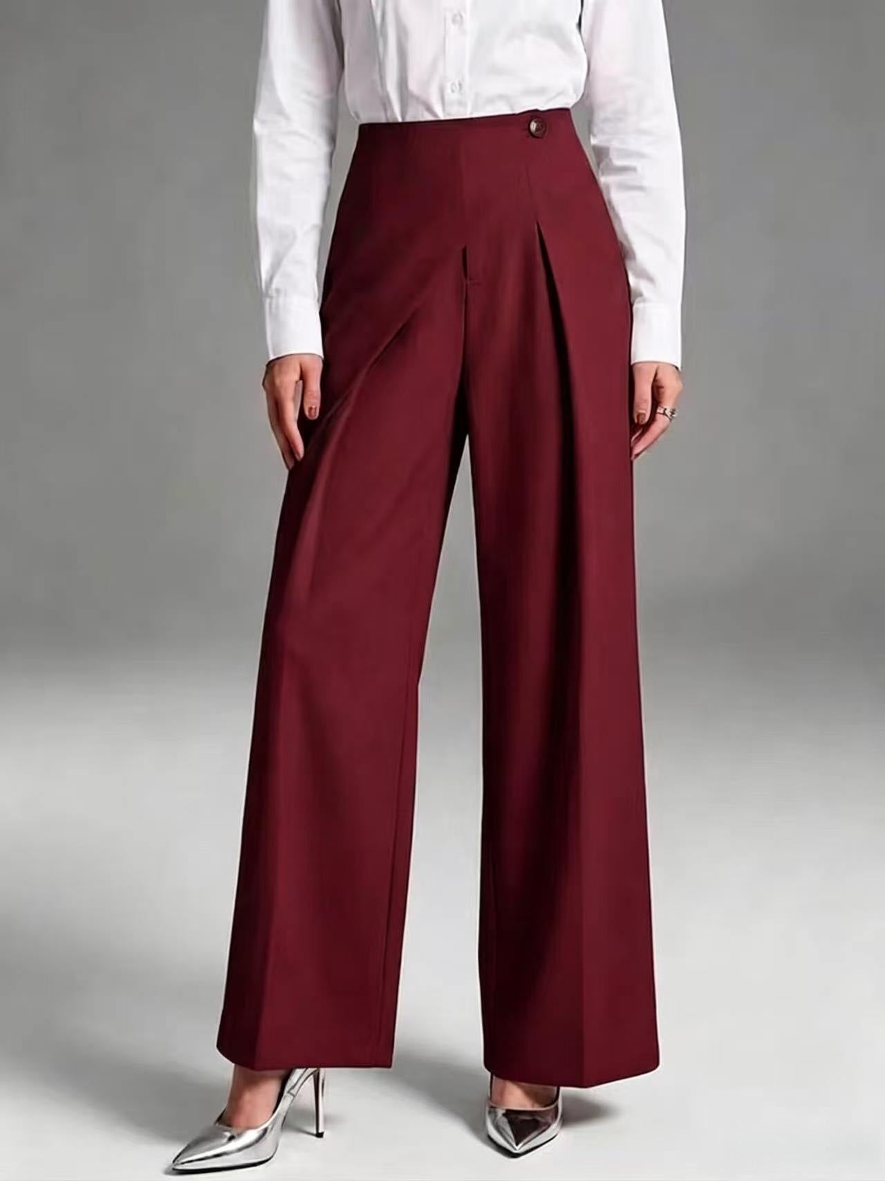 Elegant Straight-Leg Casual Wide-Leg Suit Pants For Women