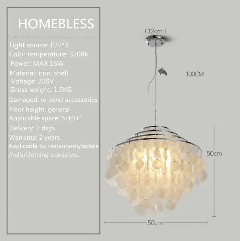 Shell chandelier room decoration living bed Art Chandelier creative designer lamp restaurant Nordic style