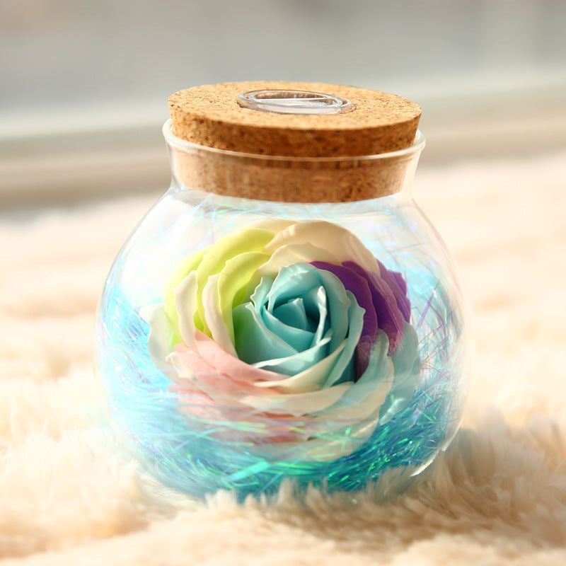 Rose Preserved Soap Flower Wishing light Bottle