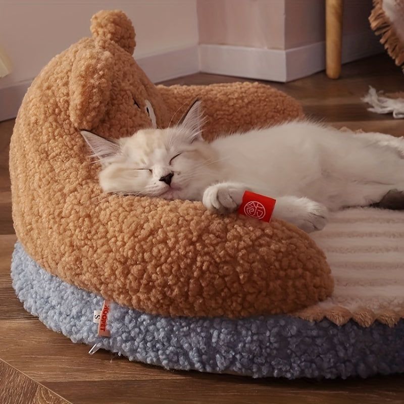Soft And Durable Round Cat Bed - Removable Pet Mat And Mattress For Small Dogs And Cats - Plush Fabric - Indoor & Outdoor Use - For Pet Owners - Perfect Gift for Pet Lovers