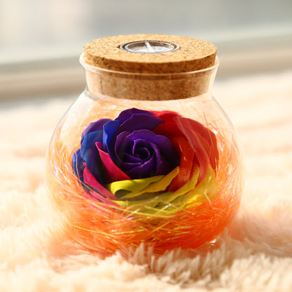 Rose Preserved Soap Flower Wishing light Bottle