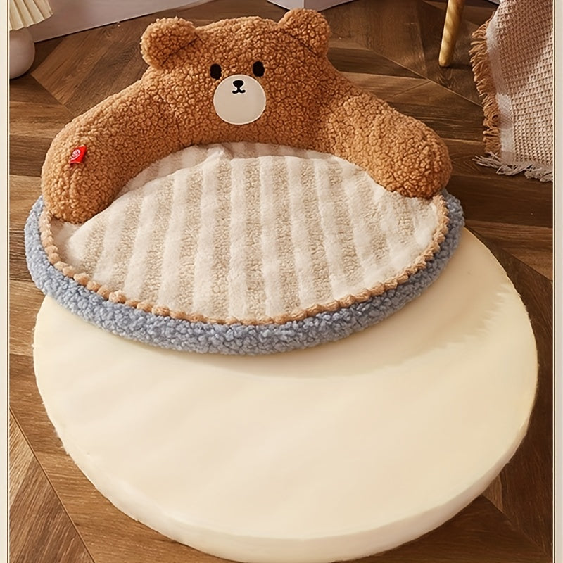 Soft And Durable Round Cat Bed - Removable Pet Mat And Mattress For Small Dogs And Cats - Plush Fabric - Indoor & Outdoor Use - For Pet Owners - Perfect Gift for Pet Lovers