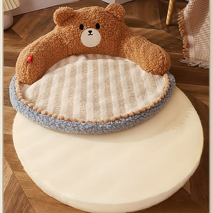Soft And Durable Round Cat Bed - Removable Pet Mat And Mattress For Small Dogs And Cats - Plush Fabric - Indoor & Outdoor Use - For Pet Owners - Perfect Gift for Pet Lovers