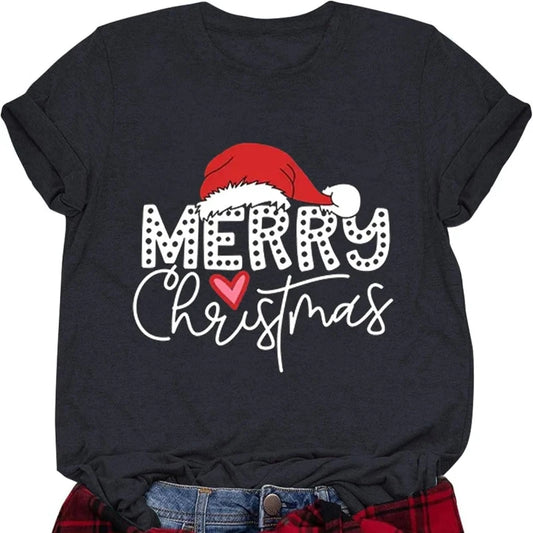 Women's Christmas T-shirts, Funny Women's T-shirts, Round Neck, Short Sleeve, Multiple Graphics Casual Fashion Soft Comfortable