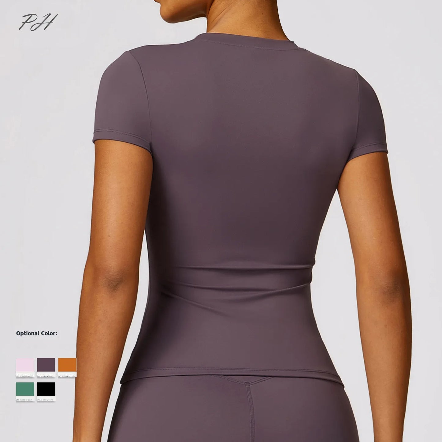 2024 Women Yoga Tops Quick Dry Sport Top Fitness Women Top Purple Solid Short Sleeve Outdoors Fitness Running Tops Gym T Shirt