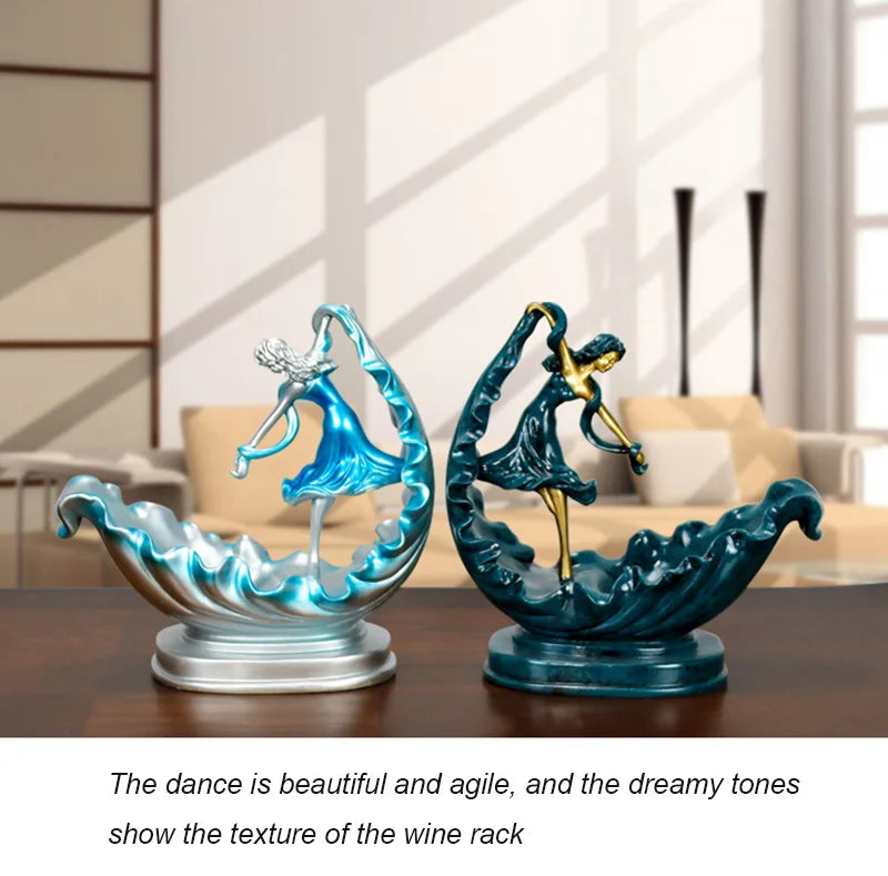 Decorative Wine Holder Shelf For Bottles Rack Wine Storage Resin Bar Cabinet Display Stand Decor Table Top Dancing Girl Grace