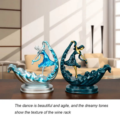 Decorative Wine Holder Shelf For Bottles Rack Wine Storage Resin Bar Cabinet Display Stand Decor Table Top Dancing Girl Grace