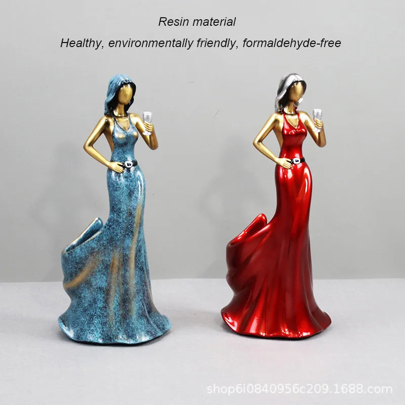 Decorative Wine Holder Shelf For Bottles Rack Wine Storage Resin Bar Cabinet Display Stand Decor Table Top Dancing Girl Grace