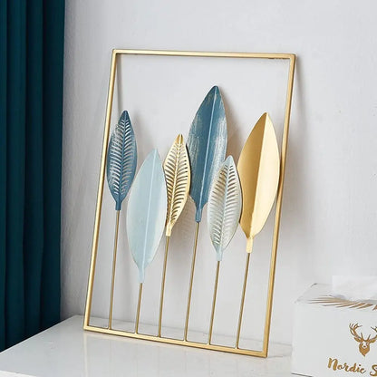 Decor Cabinet Living Room Handicraft Home Decoration Desktop Ornaments Iron Arts Crafts Ginkgo Leaf Ornaments Leaves Sculpture
