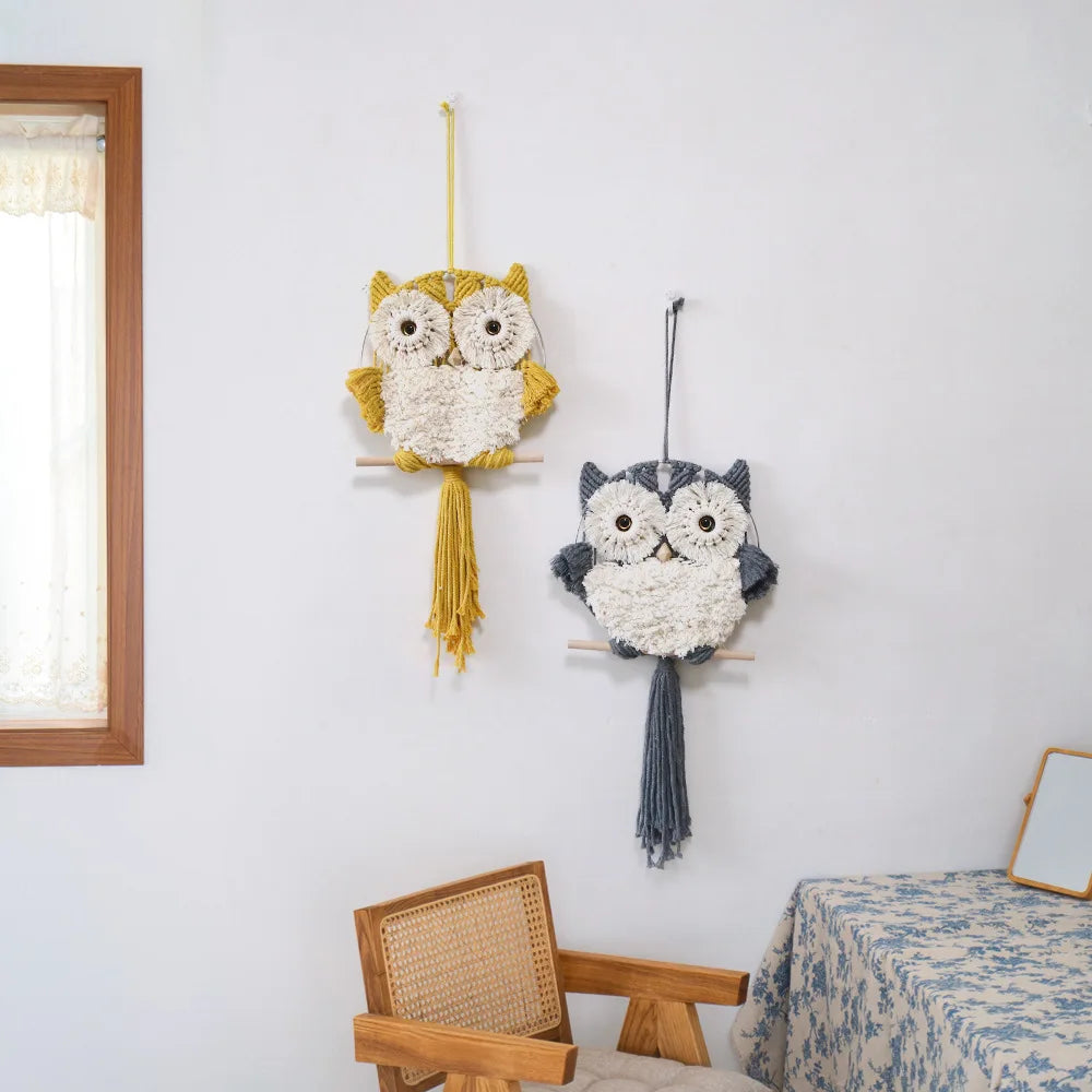 Nordic Boho Home Room Decoration Wall Decor Tapestry Creative Handmade Weaving Owl Tapestries Modern Simplicity Bedroom Decor