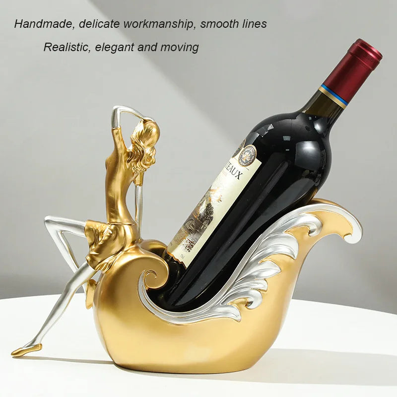 Decorative Wine Holder Shelf For Bottles Rack Wine Storage Resin Bar Cabinet Display Stand Decor Table Top Dancing Girl Grace