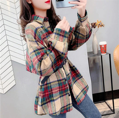 Jacket for Women Check Spring Autumn Vintage Coats Woman 2025 Trend Luxury Long Sleeve Casual Clothing Promotion Youthful Offer