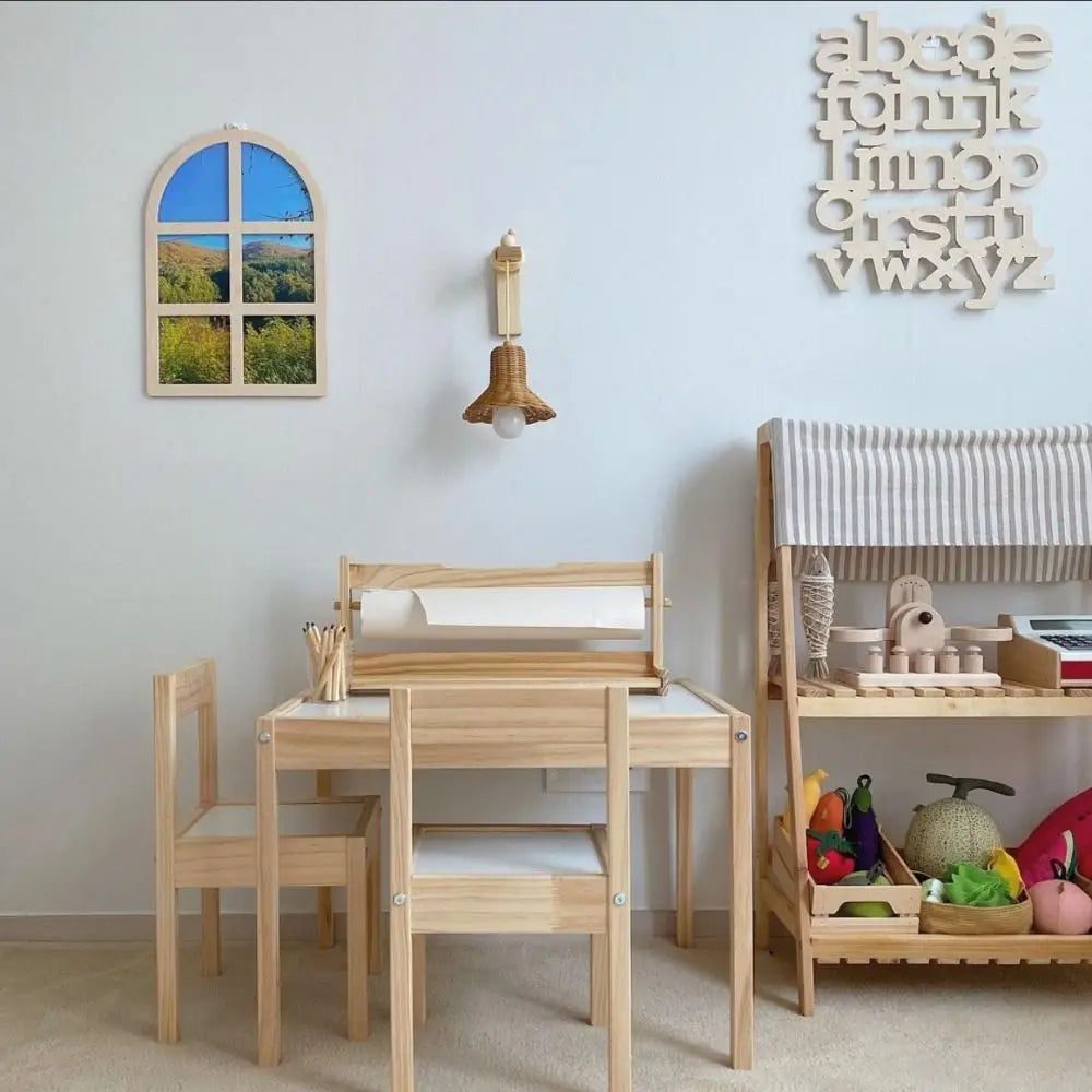 Bedroom Background Kids Room Decor Photo Props Wood Craft Window Shaped Pendant Wood Hanger Pendant Alphabet Wall Hanger