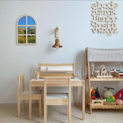 Bedroom Background Kids Room Decor Photo Props Wood Craft Window Shaped Pendant Wood Hanger Pendant Alphabet Wall Hanger