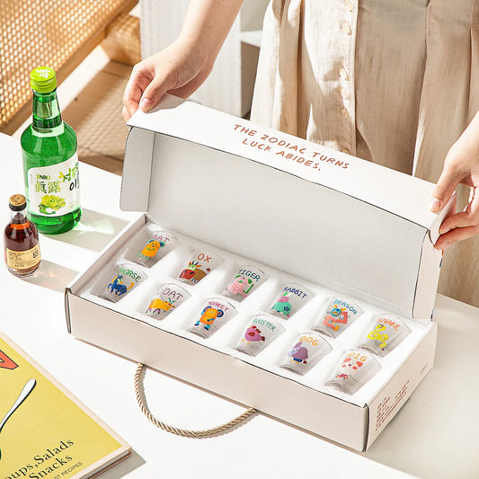Shot Glass Soju Cup Household Small Wine Cup Creative Twelve Zodiac Wine Cup Mini Sake Glass Housewarming Christmas Gifts