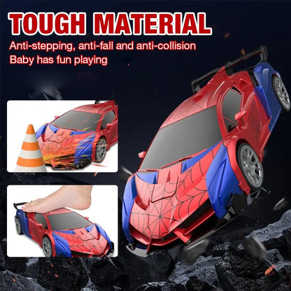 RC Transformer Car Robot Toy 1:18 Scale LED Light 2.4GHz One-Button Transformation 360° Rotating Drift Rechargeable Kids Gift