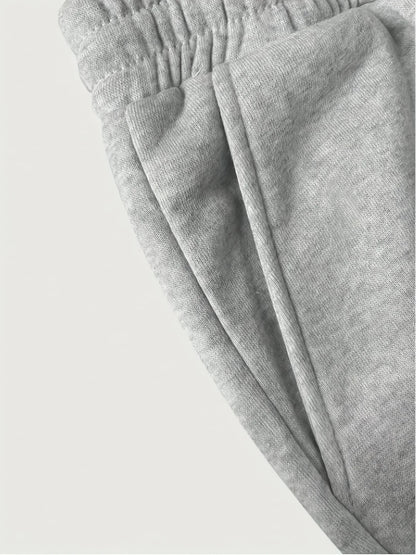 Men's Sweatpants  Spring and Autumn Wide-Leg Loose Fit Plus Size Gray Fleece Lined, Flowy Pure Cotton Straight Leg Casual Pants