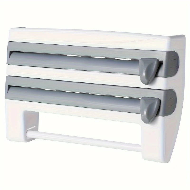 [Kitchen Organizer] Durable Wall-Mounted Kitchen Organizer | With Built-In Scissors And Aluminum Foil Dispenser