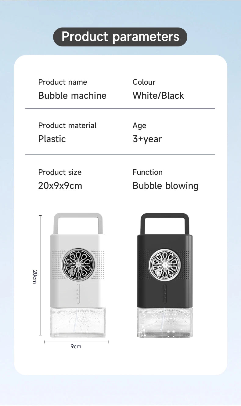 Highly durable, portable bubble generator with a large capacity of 400 ml – perfect for outdoor gatherings.