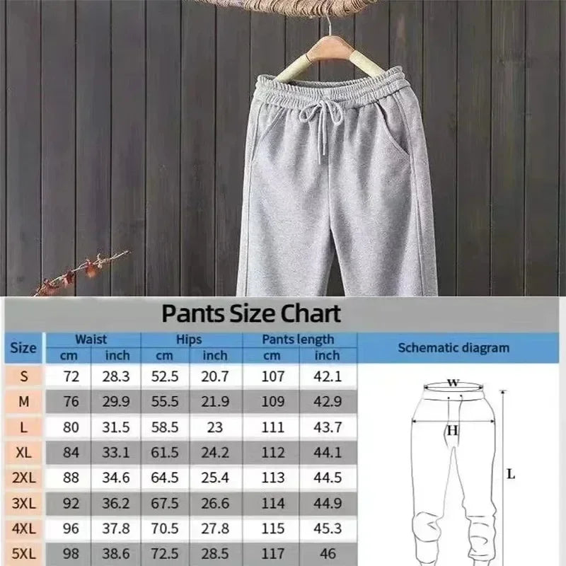 Men's Sweatpants  Spring and Autumn Wide-Leg Loose Fit Plus Size Gray Fleece Lined, Flowy Pure Cotton Straight Leg Casual Pants