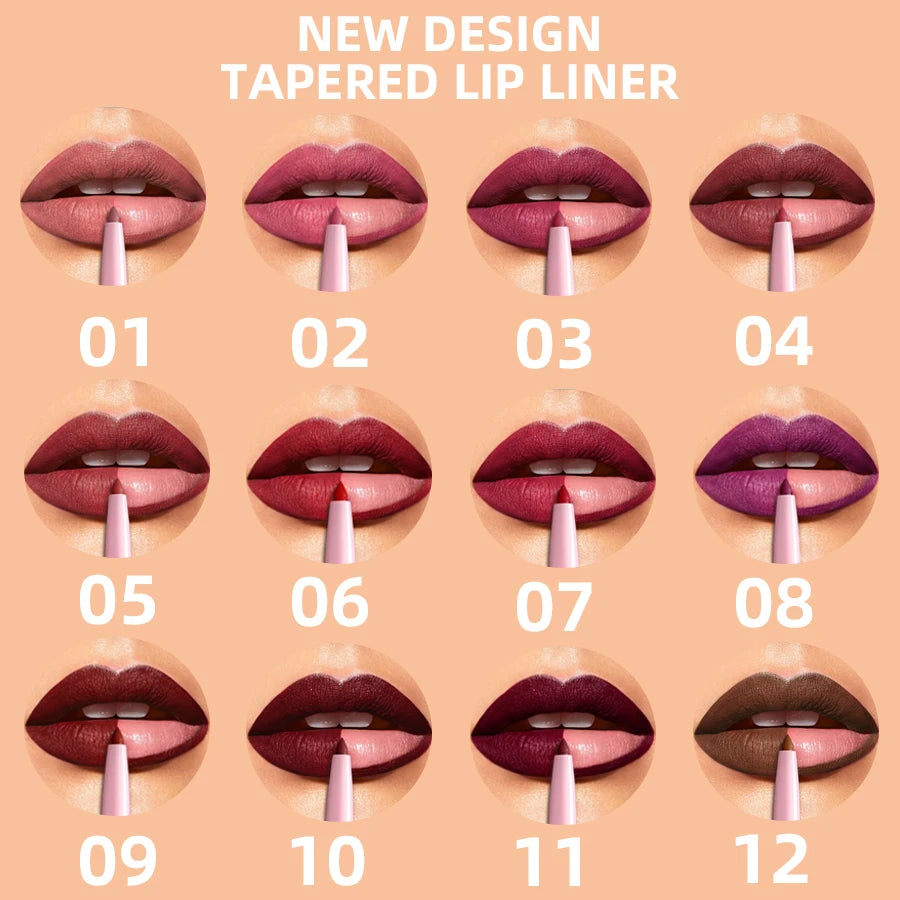 1PC Waterproof Matte Lip Liner Contours Lips in Shades Sexy Red Lipstick Natural Color Lip Makeup Hydrating Lip Cosmetic Gifts
