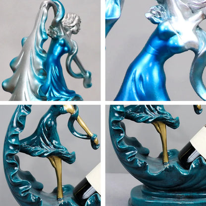 Decorative Wine Holder Shelf For Bottles Rack Wine Storage Resin Bar Cabinet Display Stand Decor Table Top Dancing Girl Grace
