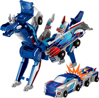 Transforming Dinosaur Car Toy, 2 Magnetic Cars Transform into Dinosaur Toys for Kids Toddler Fun Deformation Robot Dino Car Toys