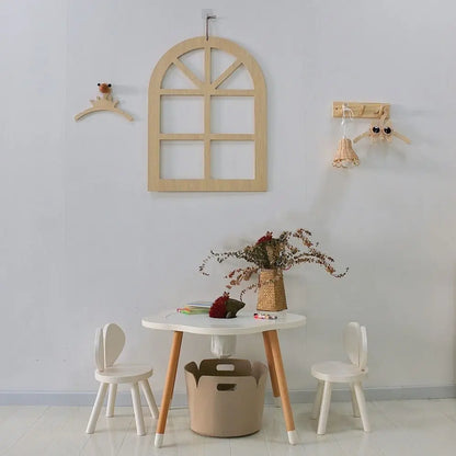Bedroom Background Kids Room Decor Photo Props Wood Craft Window Shaped Pendant Wood Hanger Pendant Alphabet Wall Hanger