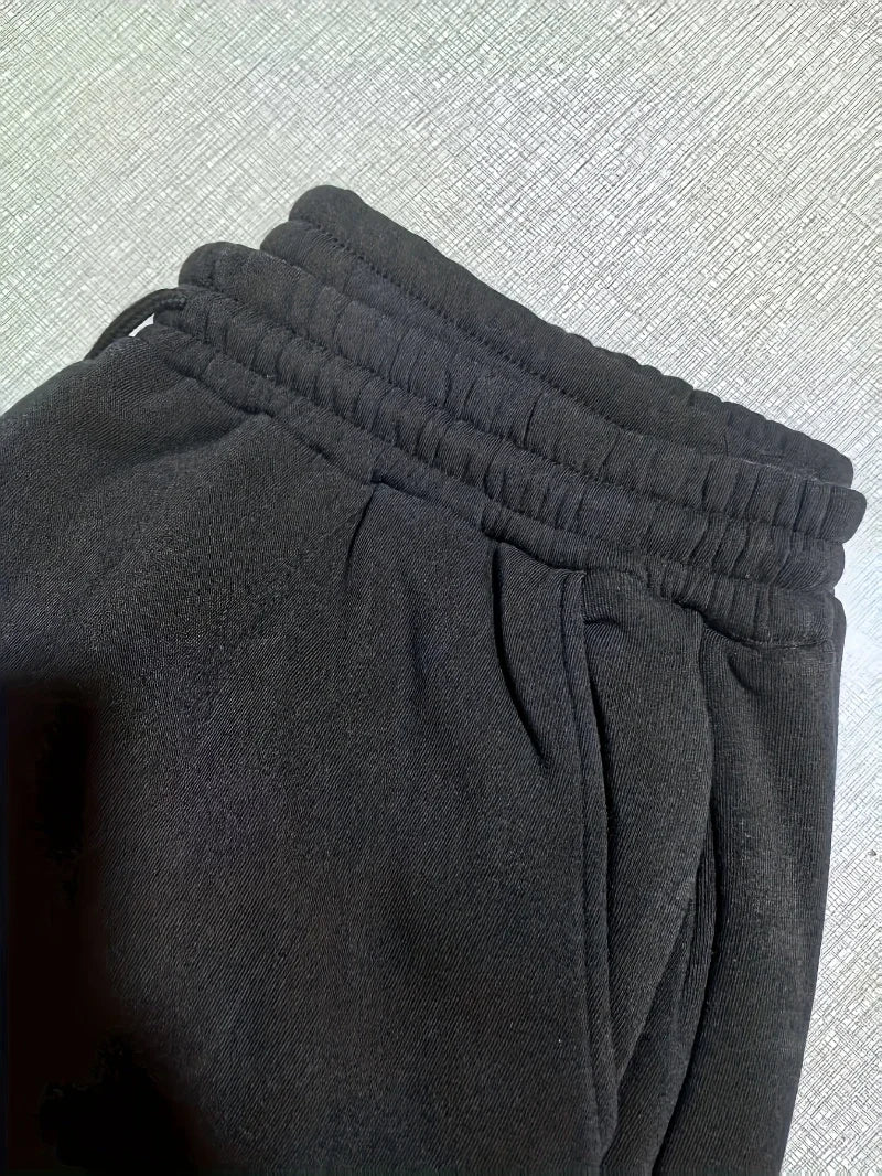 Men's Sweatpants  Spring and Autumn Wide-Leg Loose Fit Plus Size Gray Fleece Lined, Flowy Pure Cotton Straight Leg Casual Pants
