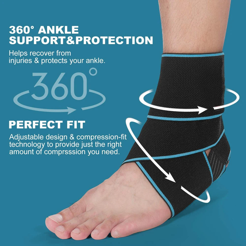 1 PCS Elastic Silicone Ankle Support Brace Strap Basketball Football Professional Ankle Brace Wraps, Adjustable Ankle Stabilizer