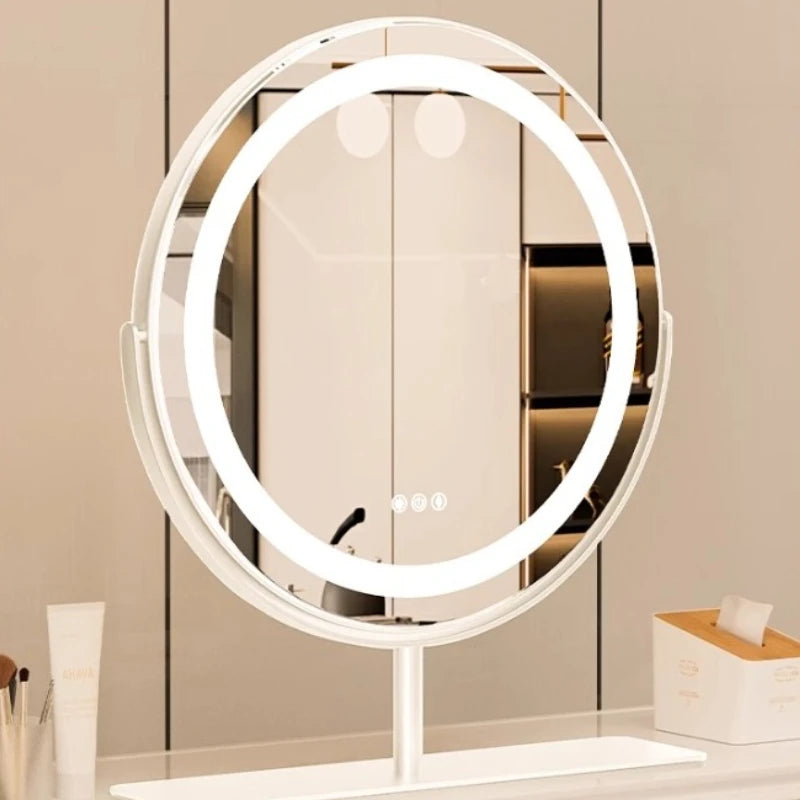 Living Room Wall Mirror Dressing Led Light Standing Vanity Mirror Circle Round Espejo Redondo Home Decoration Accessories