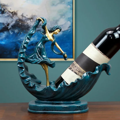 Decorative Wine Holder Shelf For Bottles Rack Wine Storage Resin Bar Cabinet Display Stand Decor Table Top Dancing Girl Grace
