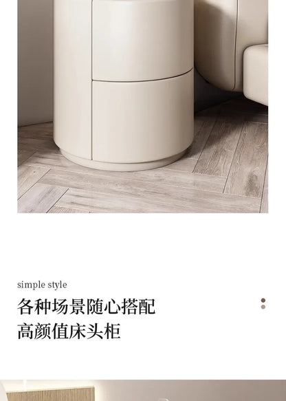 Home Living Room Sofa Side Cabinet, Creative Round Solid Wood Bedside Table, New Simple Modern Small Bedroom Storage Cabinet