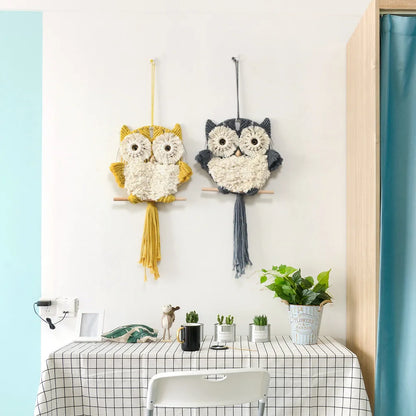 Nordic Boho Home Room Decoration Wall Decor Tapestry Creative Handmade Weaving Owl Tapestries Modern Simplicity Bedroom Decor