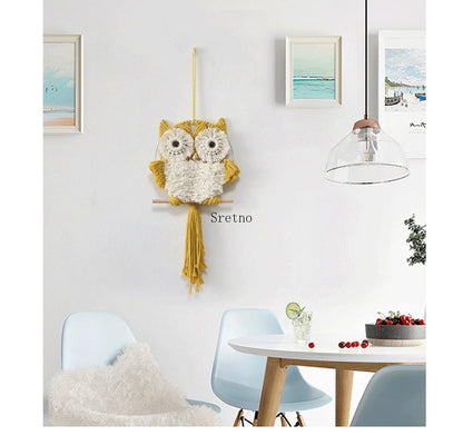 Nordic Boho Home Room Decoration Wall Decor Tapestry Creative Handmade Weaving Owl Tapestries Modern Simplicity Bedroom Decor