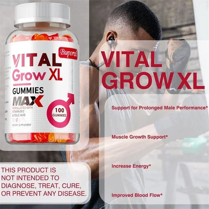 Vital Grow XL Male Gummies - Promotes Muscle Growth and Recovery, Enhances Athletic Performance, Endurance, and Relieves Fatigue