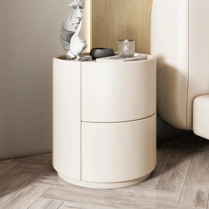 Home Living Room Sofa Side Cabinet, Creative Round Solid Wood Bedside Table, New Simple Modern Small Bedroom Storage Cabinet