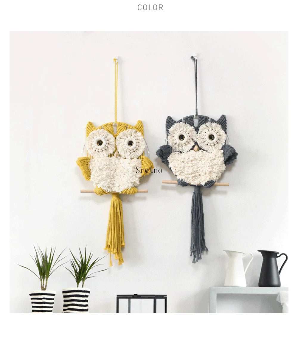 Nordic Boho Home Room Decoration Wall Decor Tapestry Creative Handmade Weaving Owl Tapestries Modern Simplicity Bedroom Decor