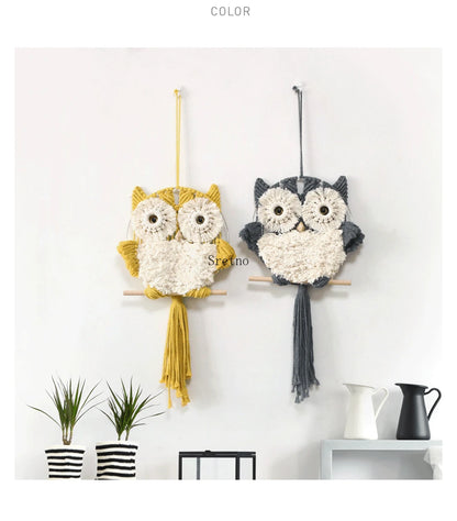 Nordic Boho Home Room Decoration Wall Decor Tapestry Creative Handmade Weaving Owl Tapestries Modern Simplicity Bedroom Decor
