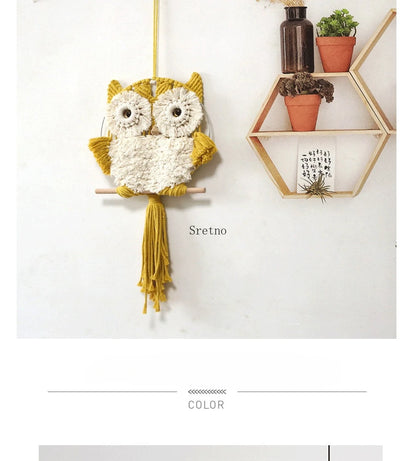 Nordic Boho Home Room Decoration Wall Decor Tapestry Creative Handmade Weaving Owl Tapestries Modern Simplicity Bedroom Decor