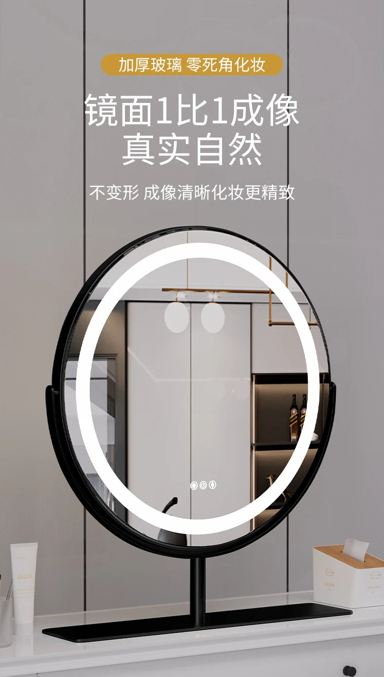 Living Room Wall Mirror Dressing Led Light Standing Vanity Mirror Circle Round Espejo Redondo Home Decoration Accessories