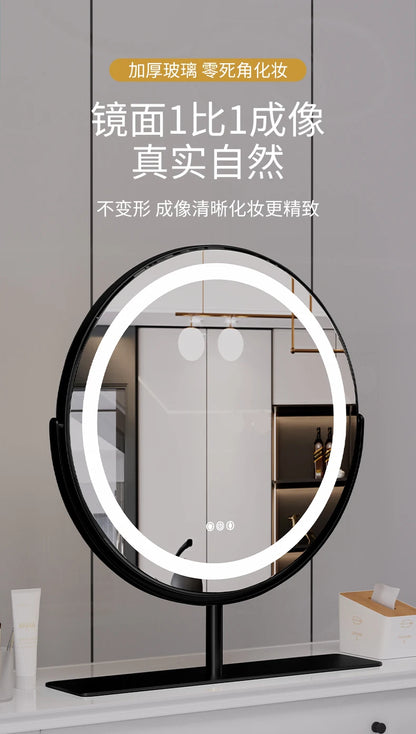Living Room Wall Mirror Dressing Led Light Standing Vanity Mirror Circle Round Espejo Redondo Home Decoration Accessories