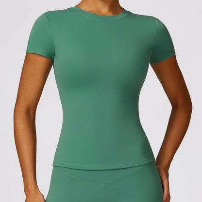 2024 Women Yoga Tops Quick Dry Sport Top Fitness Women Top Purple Solid Short Sleeve Outdoors Fitness Running Tops Gym T Shirt