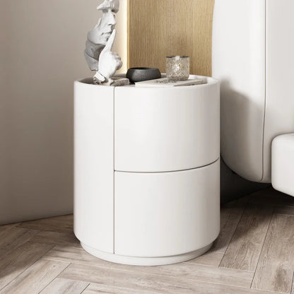 Home Living Room Sofa Side Cabinet, Creative Round Solid Wood Bedside Table, New Simple Modern Small Bedroom Storage Cabinet