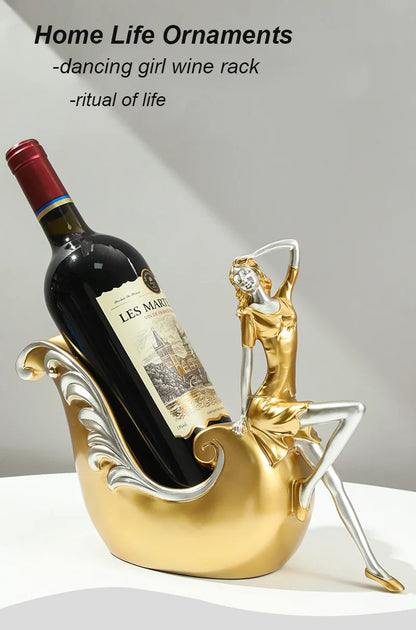 Decorative Wine Holder Shelf For Bottles Rack Wine Storage Resin Bar Cabinet Display Stand Decor Table Top Dancing Girl Grace