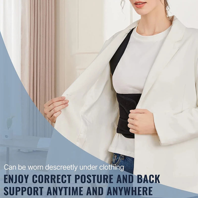 Back brace for men and women, adjustable back and waist support belt, shoulder posture support, improves scoliosis