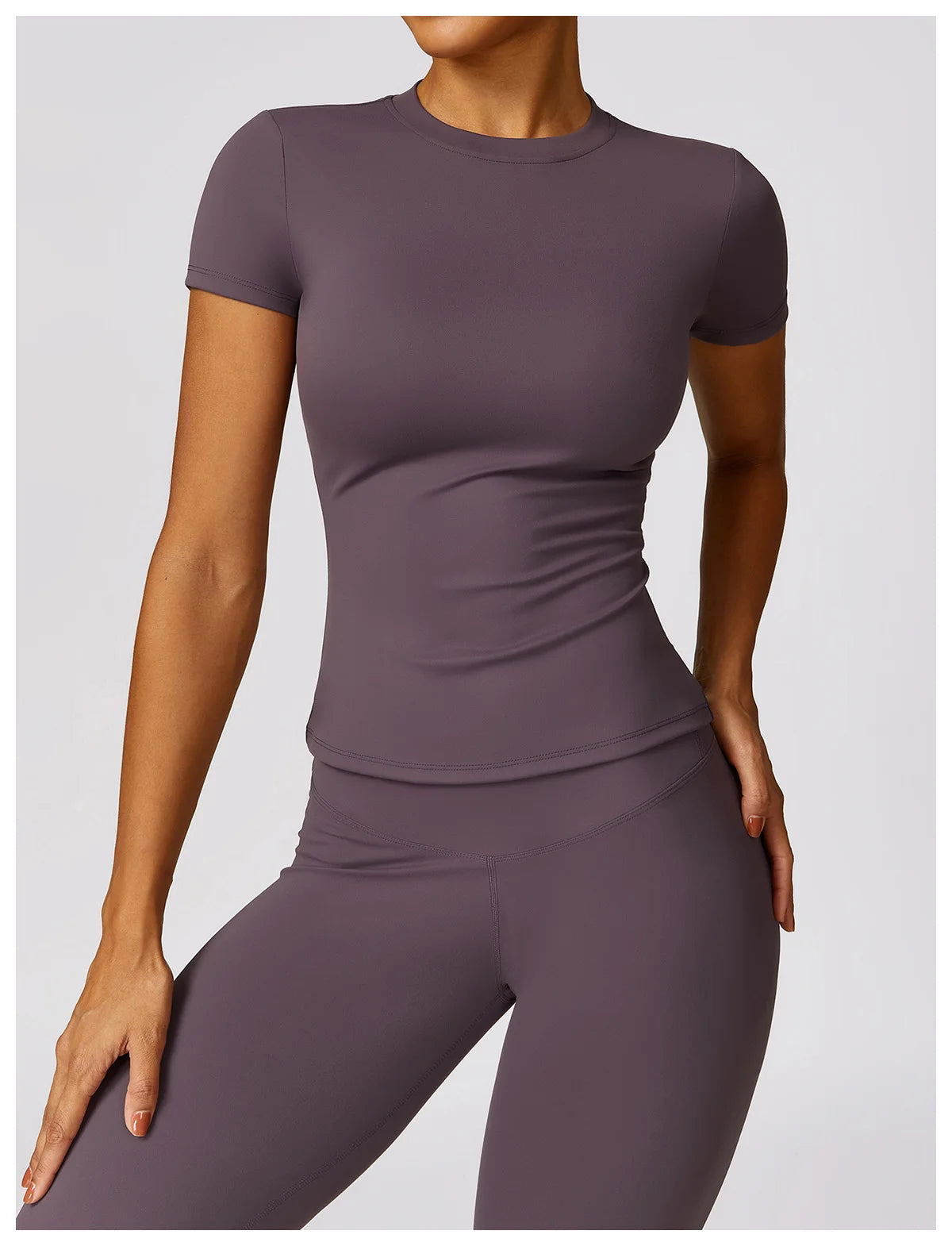 2024 Women Yoga Tops Quick Dry Sport Top Fitness Women Top Purple Solid Short Sleeve Outdoors Fitness Running Tops Gym T Shirt