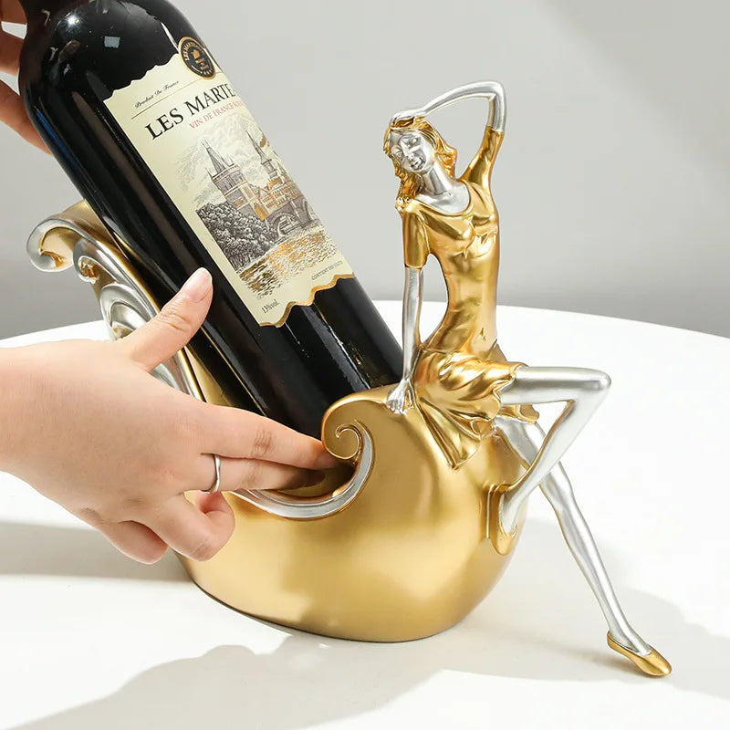 Decorative Wine Holder Shelf For Bottles Rack Wine Storage Resin Bar Cabinet Display Stand Decor Table Top Dancing Girl Grace