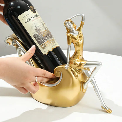 Decorative Wine Holder Shelf For Bottles Rack Wine Storage Resin Bar Cabinet Display Stand Decor Table Top Dancing Girl Grace