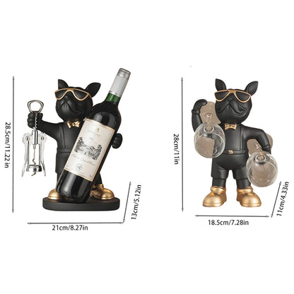 French Bulldog Wine Holder Resin Wine Racks Countertop Wine Stand Wine Bottle Holder Wine Bottle Rack Home Office Decor